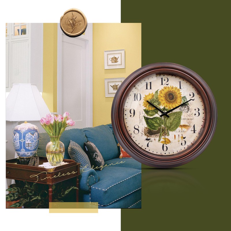 VIKMARI 12 Inch Sunflower Wall Clock Large Silent Non Ticking
