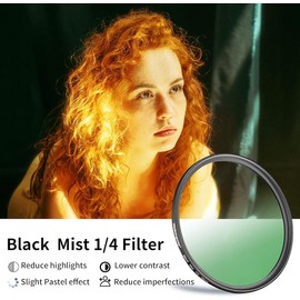 WalkingWay 77mm Black Diffusion 1/4 Filter Mist Dreamy Cinematic Effect Filter with Ultra Slim and Multicoating Optical Glass for Video/Vlog/Portrait Photography