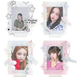 WAYUTO 4PCS Tabletop Photocard Holder 3 Inch Acrylic Kpop Display Frame with Detachable Base DIY Standing Picture Frame for Pop Music Lovers