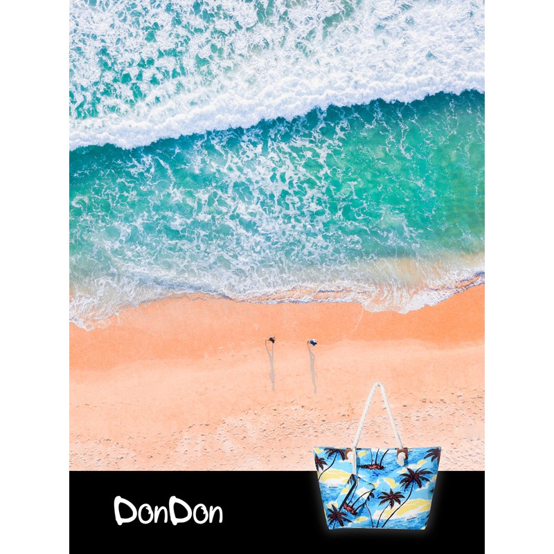 DonDon Women's XXL Beach Bag with Zip Large, 90s retro