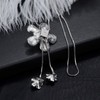 Gleamart Silver Flower Long Pendant Necklace Adjustable Sweater Chain Gift