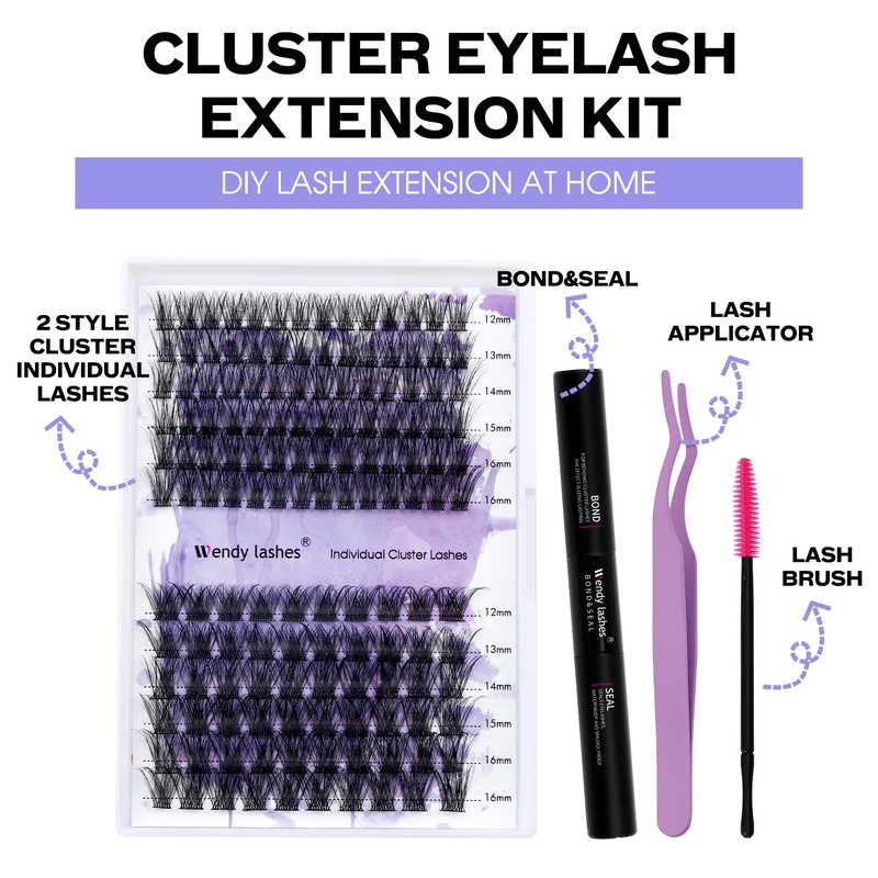 Individual Lashes C Curl Cluster Lashes Kit 12-16mm C3/C9 0.07mm