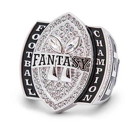FANTASYJOCKS - Fantasy Football Championship Trophy Ring | The Double Down - Silver - Size 11