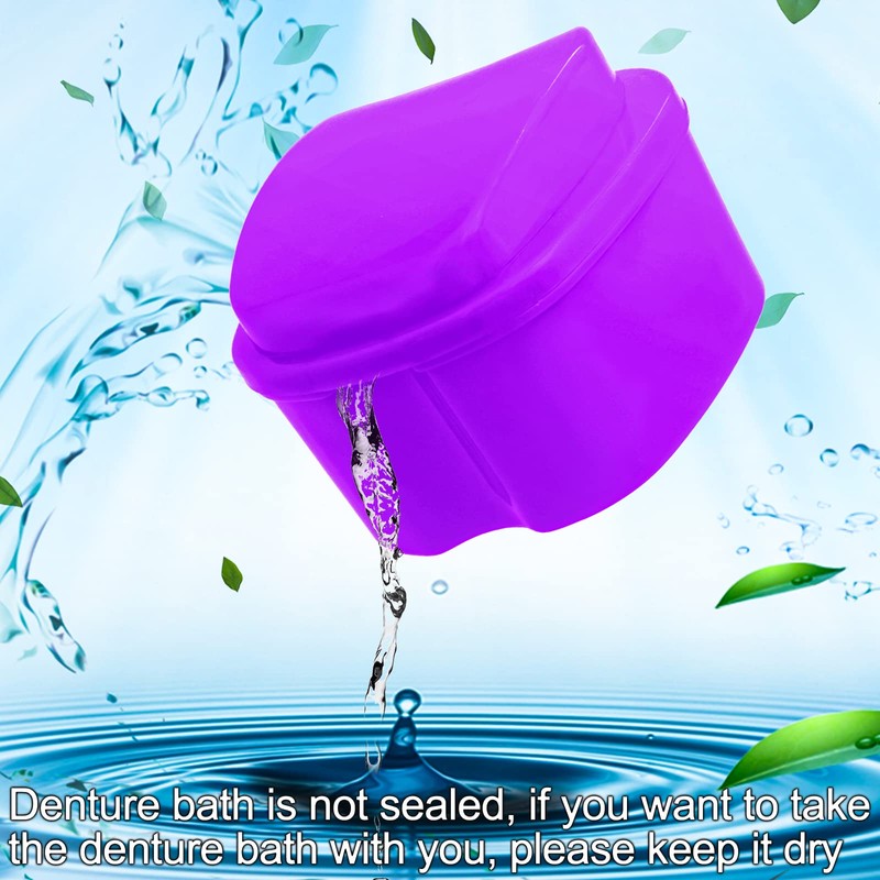 Colorful Denture Bath Case with Brush, Denture Cup Soaking Holder