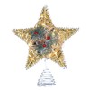 Pine Cones Christmas Tree Topper Lighted,20 LED Lights Metal Tree