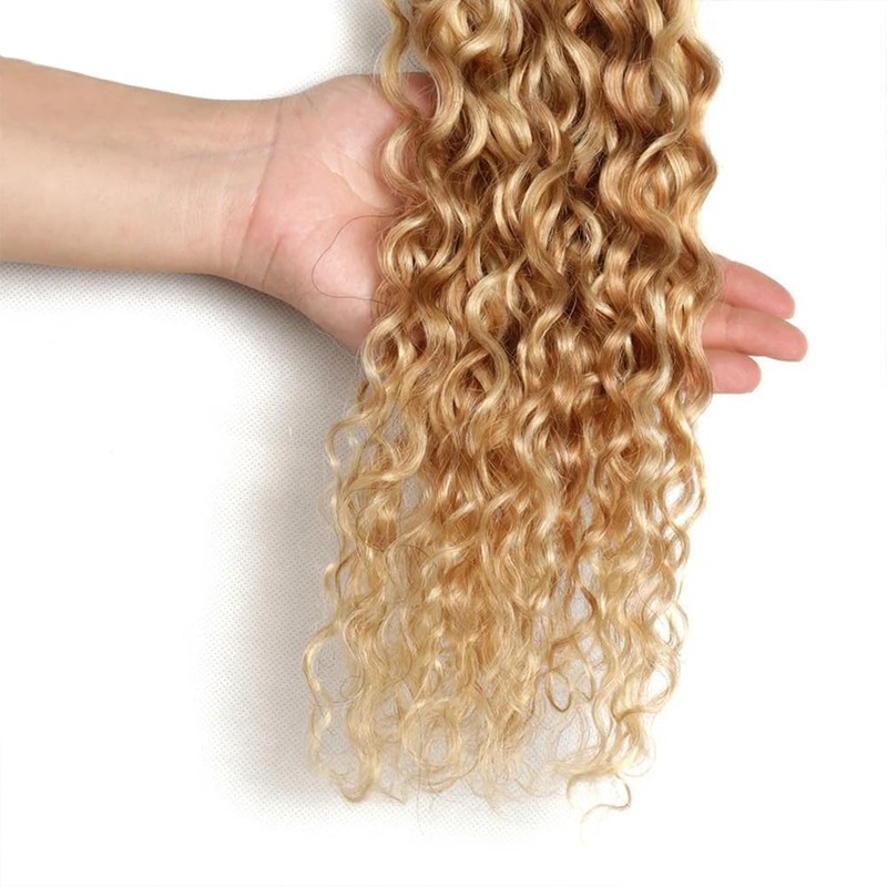 Giginger P27/613 Blonde Jerry Curly Human Hair Bundles 18 20