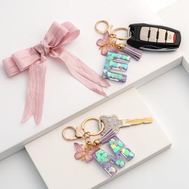 CHUQING Keyring with Letter A Girl Keyring Initial Letter Gift Women Key Ring Butterfly Purple