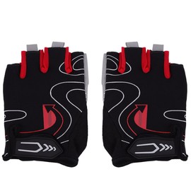 Silicone Half Finger Riding Cycling Gloves Breathable Outdoor Sports Gloves (Black Red)