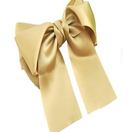 kinkostore Large Ribbon Barrette, Hair Access, Satin Easy, Hair Arrangement (Khaki)