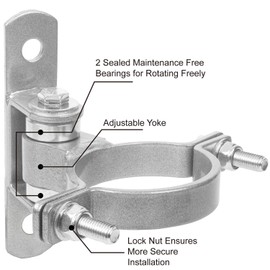 Heavy Duty 4" Round Bolt-On Sealed Bearing Industrial Metal Gate Hinges for Large Heavy Driveway Gates Up to 1100 Pounds, for Round to Square Post CI2051 Gate Hinges (Sold as a Pair)