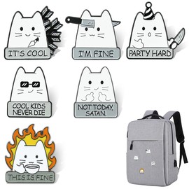 HABNI Pack of 6 Cat Enamel Lapel Pins for Women and Girls, Cute Animal Enamel Brooch for Backpacks Cat Enamel Brooch Pins for Jackets Hats Decoration