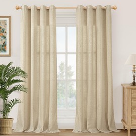 YoungsTex Burlap Linen Curtains 84 Inch Length 2 Panels for Living Room, Natural Semi Sheer Drapes with Grommet Privacy Light Filtering Window Treatments for Bedroom Farmhouse, 52 X 84 Inch