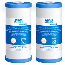 GOLDEN ICEPURE PP10BB-CC Whole House Water Filter Cartridge, 5 Micron 10" x 4.5" FXHTC Sediment and Carbon Water Filter Replacement Cartridge for GXWH40L, GXWH35F, GNWH38S, RFC-BBSA, WRC25HD