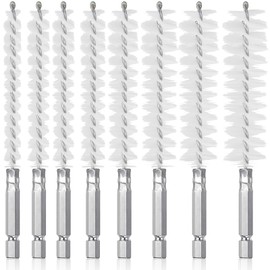 8 pcs Nylon Bore Brush, VEINARDYL 8 Sizes Bristles Twisted Wire Cleaning Brush with Handle 1/4 Inch Hex Shank for Power Cleaning Drill Impact Driver