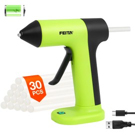 FEITA Cordless Hot Glue Gun Usb-C Rechargeable, 40S Fast Preheating, Portable Wireless Glue Gun Kit with 30pcs Mini Glue Sticks, Suitable for Kids Craft, DIY Home Repair