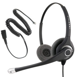 INNOTALK Headset Compatible with Avaya Nortel Phone 1210, M2216, M5316, NT8B20, M8003 - Superb Sound Professional Binaural Headset + Quick Disconnect RJ9 Headset Adapter