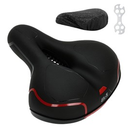 BWBIKE Universal Bike Saddle - Wide Comfortable Cycling Seat with Memory Foam Padding Exercise Bicycle Seat, Shock Absorbing Design & Waterproof Leather Cover, Replacement Cushion for City,Moutain