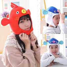 Methinkzephyr 2pcs Plush hat Funny Cartoon Puffer Fish Plush Hat Xmas Gift head for party and Selfie