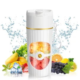 Glass USB-C Portable Blender - 8-Blade Cordless Smoothie Maker & Protein Mixer for Travel, Gym & Office -15oz/450ml (White)