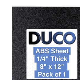 Duco USA-Made ABS Plastic Sheet 1/4 Inch Thick 8" x 12" - 1 Pack of Black Thermoplastic Panels - Textured, Heat Moldable ABS Board for DIY, Car Interiors, Crafts, and More