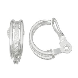Napier Silver C-hoop clip on earrings featuring EZ Comfort closure and triple row design