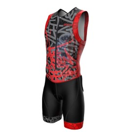 Wixen Men’s Triathlon Suit –Breathable & Padded Tri Suit for Swim, Bike & Run | Race Day Gear for Triathletes - Graffiti - L