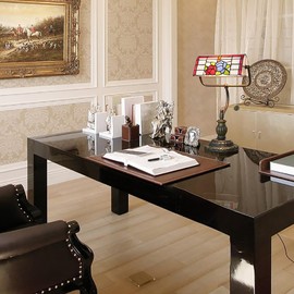 red rose tiffany bankers desk lamp stained Glass table lamp Vintage Bedroom bedside Study Pull Chain reading desk light retro office gift nightstand aesthetic antique accent desktop desklamp