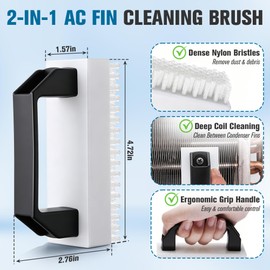 8 PCS Air Conditioner Fin Cleaner Kit, 2-in-1 AC Fin Comb Straightener & 7-in-1 Coil Comb Set, AC Coil Cleaner Brush for HVAC, Evaporator, Condenser, Refrigerator, Radiator Cleaning & Repair Tool