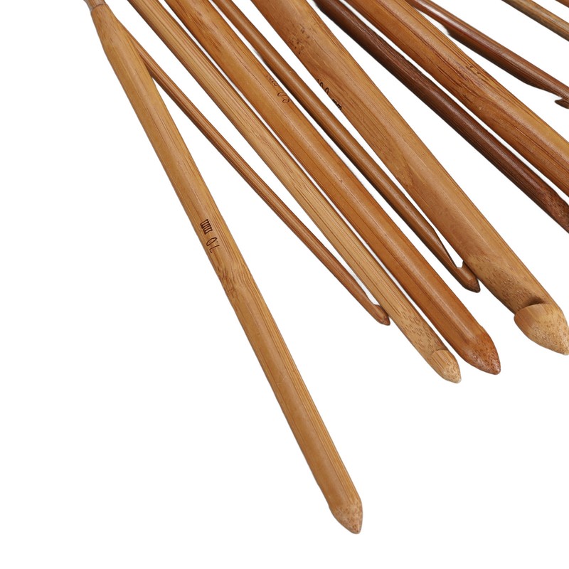 12pcs Afghan Rug Crochet Hook Handicraft Carbonized Bamboo Tunisian Crochet