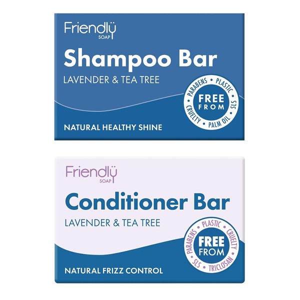 Friendly Soap Natural Lavender & Tea Tree Shampoo & Conditioner Bar Duo