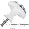4 Pack White Cabinet Knobs, Blue Gold Marble Drawer Handles