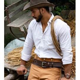 Hulara Genuine Leather Ammo Loops Gun Holster Belt Cowboy Shotgun Shell Holder Cartridge Belt for Men Pistol Adjustable Belt