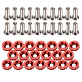 Red License Plate Ring Red Exterior Parts Bolts License Plate Screws Fender License Plate Screw Decoration Anti-theft Screws Stainless Bolts (Red)