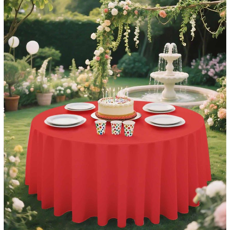 SietDESEO 2 Pack Red Tablecloth Round 84 x 84 Plastic