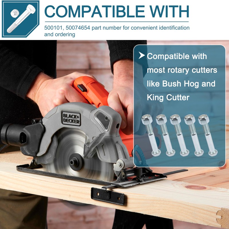 5 Pack - Grade 2 Shear Bolts for Rotary Cutters