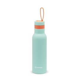 OSAMA Antibacterial Water Bottle, 500 ml, Stainless Steel and Silver, Water Bottle for Gym and Work, 24 Hours Cold and 12 Hours Hot, Airtight and Non-Slip, 8 x 8 x 24 cm, Green/Orange