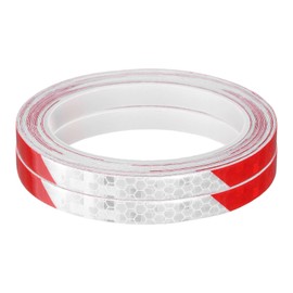 HARFINGTON 2 Rolls Reflective Tape 0.4" x26ft Adhesive Night Safety Warning Tapes Outdoor Bicycle Adhesive Reflector Stickers for Vehicles Trailers Trucks Bike Cars Signs, Red White