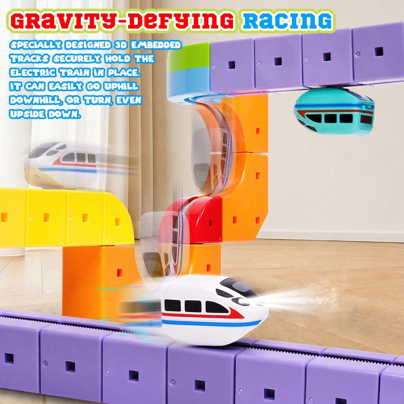 Electric Train Set for Kids, 32 Piece STEM Track Building