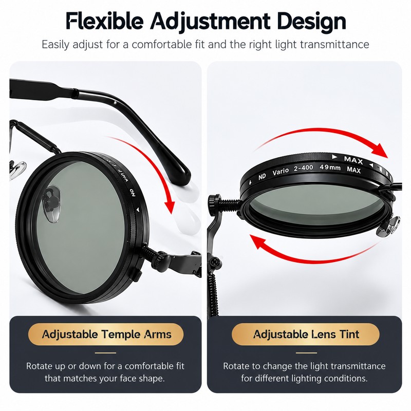 Adjustable Round Polarized Sunglasses for Driving and Outdoor Use –