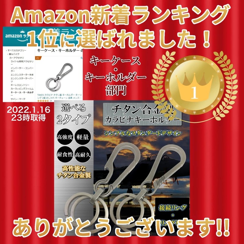 TAKES Carabiner Titanium Key Chain Key Ring Stylish Key Chain