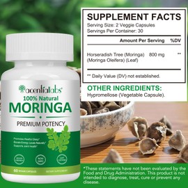 Moringa Capsules 800mg, Rich Moringa Powder Supports Energy, Joint & Immunity & Gut Health, Overall Vitality, Pure Vegan Extract Non-GMO (120pcs)