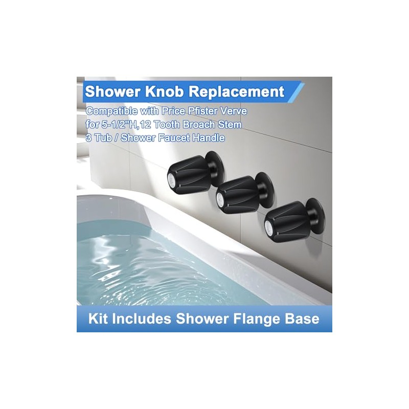 Matte Black Bath Tub Spout Shower Trim Kit, with 3