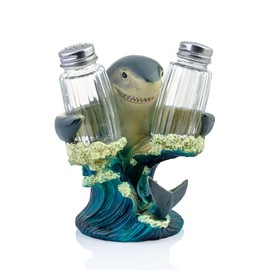 Oceanic Flair Salt & Pepper Set - Resin Shark Figurine Dispenser with Glass Jars - A Spice Set for Enhancing Kitchen Fun and Decor