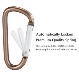 JLDAdornGo 2-Pack Carabiner Clip Bag Clips Keychain Key Ring Chain Heavy Duty Self-Locking Aluminum Holder for Gym/Camping/Pet Leash‌ Golded Brass