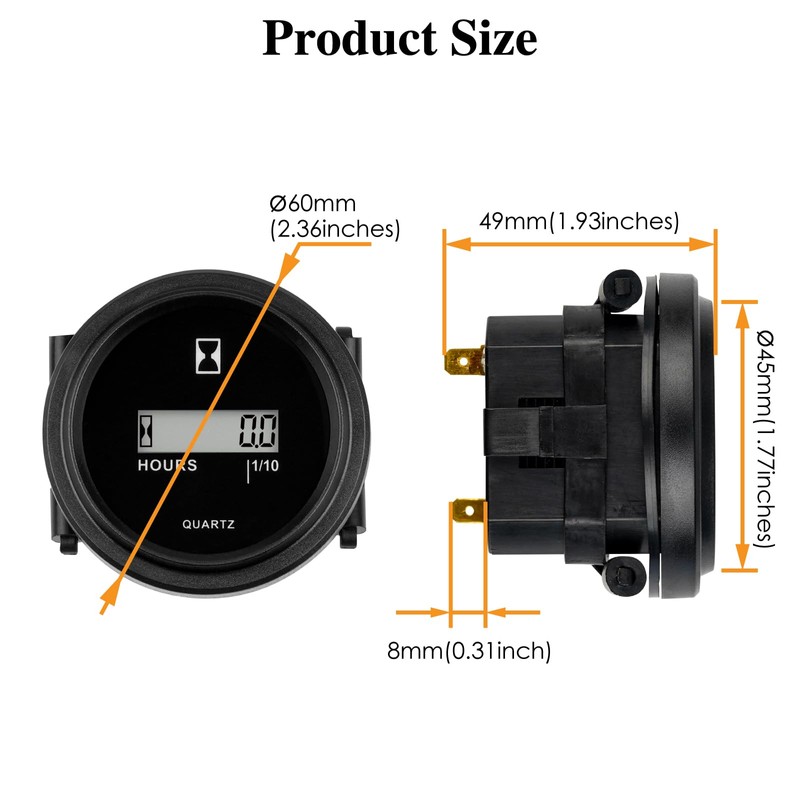NInE-ROnG Jayron JR-HM005AC Hour Meter AC 86-230V Round LCD Hour