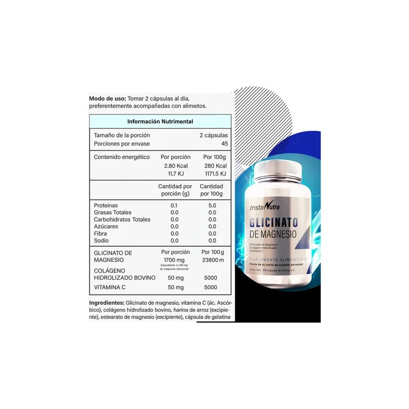Glicinato Magnesio Colágeno Vitamina Cap