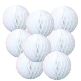 Happy Spring New Year Wedding Decoration Honeycomb Ball Set of 8 (10cm, White)