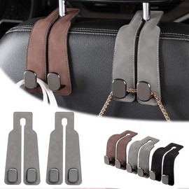 XCF Car Seat Double Hooks, Metal Set of 2, Car Storage Hook, Headrest, Hook, Shopping, Luggage Hanging, Strong Load Capacity, For Cars, Double Sided Hooks, Car Accessories, Convenient Goods (Gray)