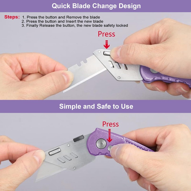 Harita Utility Knife Box Cutter Quick Change Blades, Back-lock Mechanism,