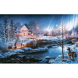 Bits and Pieces – 1000 Piece Glow in The Dark Jigsaw Puzzle for Adults – All is Bright by Artist James Meger - Winter Holiday Landscape, Completed Puzzle Size: 20" x 27"
